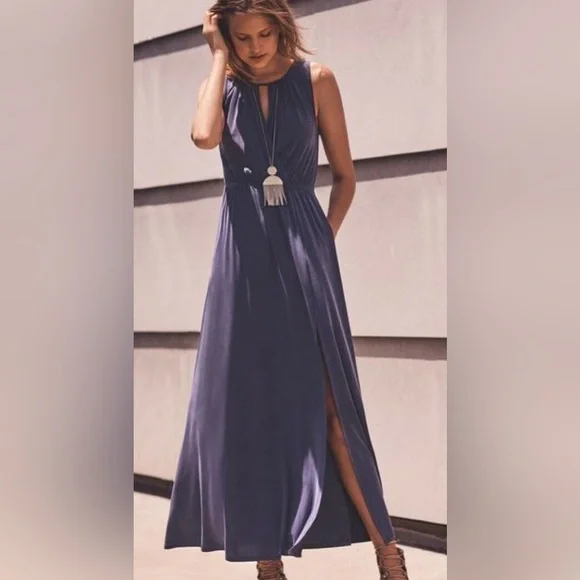 anthropologie blue maxi dress Womens Anthropologie Blue Paisley Pattern Velvet Maxi Dress